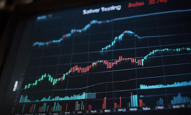 Un informe complejo o un gráfico que muestra resultados de pruebas de software y datos de mejores prácticas.