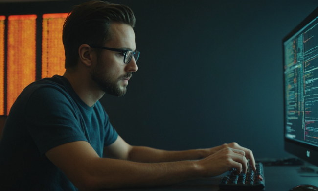 Un programador que define e interactúa con clases en una interfaz de codificación.