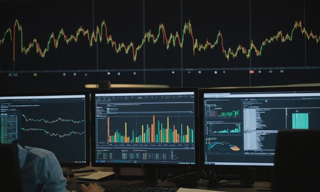 Gráficos y líneas de código contrastadas con expertos en programación en estaciones de trabajo.