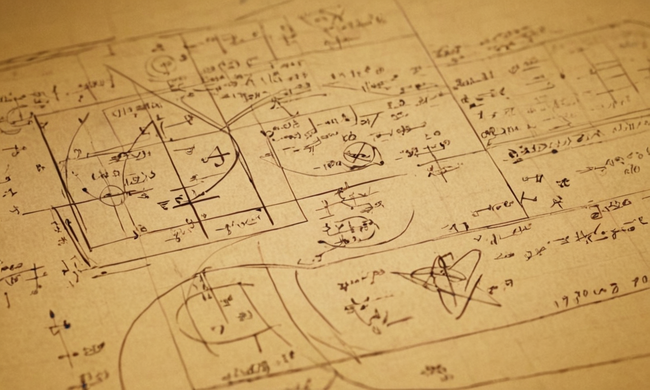 Las fórmulas y diagramas matemáticos explican conceptos de cálculo de lambda en un fondo de símbolos de abstracción.